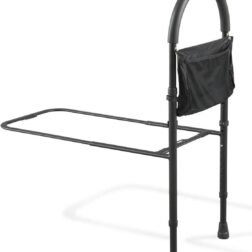 Stability Bed and Adjustable Bedside Safety Assist Rail Handle and Hand Guard Grab Bar (Black)