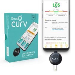 BeatO CURV Smartphone Connected Glucometer with 25 Strips & 25 Lancets (Type-C USB) Multicolor