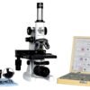 Compound Medical Microscope with 100 Prepared Microscopes Slides for Students (Magnification: 100X to 1500X) 