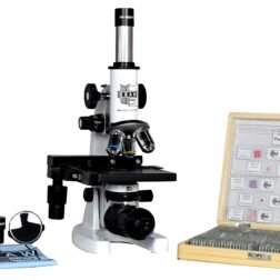 Compound Medical Microscope with 100 Prepared Microscopes Slides for Students (Magnification: 100X to 1500X) 