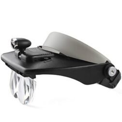 Adjustable Loupe ABS Headband Magnifying Glass with 4 LEDs Light Lamp 1.2X 1.8X 2.5X 3.5X Lens (Black)