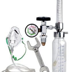 Oxygen Flowmeter with Rotameter & Humidifier Bottle with Oxygen Cylinder Key & Adult Oxygen Mask