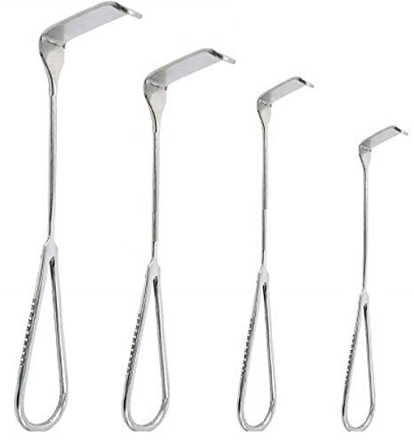 1 Langenbeck Retractors (Set of 4 Pcs.) sizes : 59 * 25mm, 45 * 18mm, 40 * 10mm, 25 * 7mm retractors