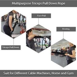 Triceps Rope Cable Attachment, Pull Down Rope and Long Fitness Rope with 2 Handle Sets, Heavy Duty Snap Rope for Gym, Cable Machine for Push Downs, Crunches, Face Pulls