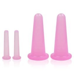 "Facial Cupping Set,Natural Silicone Facial Massage Cup for Body,Face,Neck,Back,Eye Massage, Vacuum Tank,Perfect for Body,Facial Care,Anti-aging Beauty Tool Smal Large, Pink(with potli bag)"